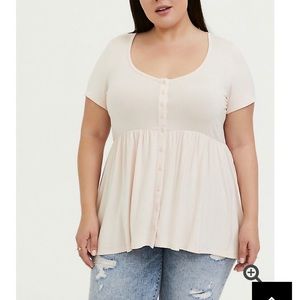 SUPER SOFT LIGHT PINK BUTTON FRONT BABYDOLL TOP